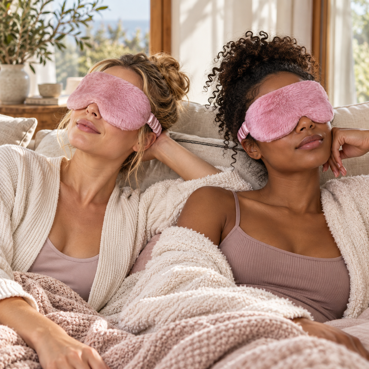 Plush Satin-Lined Sleep Mask Set