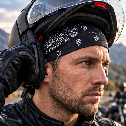 Sweat-Wicking Motorcycle Skull Cap with Adjustable Rear Ties