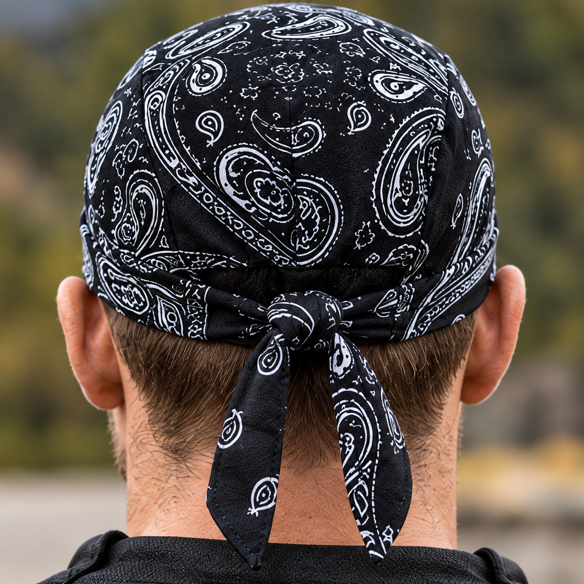 Sweat-Wicking Motorcycle Skull Cap with Adjustable Rear Ties
