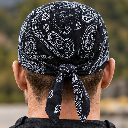 Sweat-Wicking Motorcycle Skull Cap with Adjustable Rear Ties