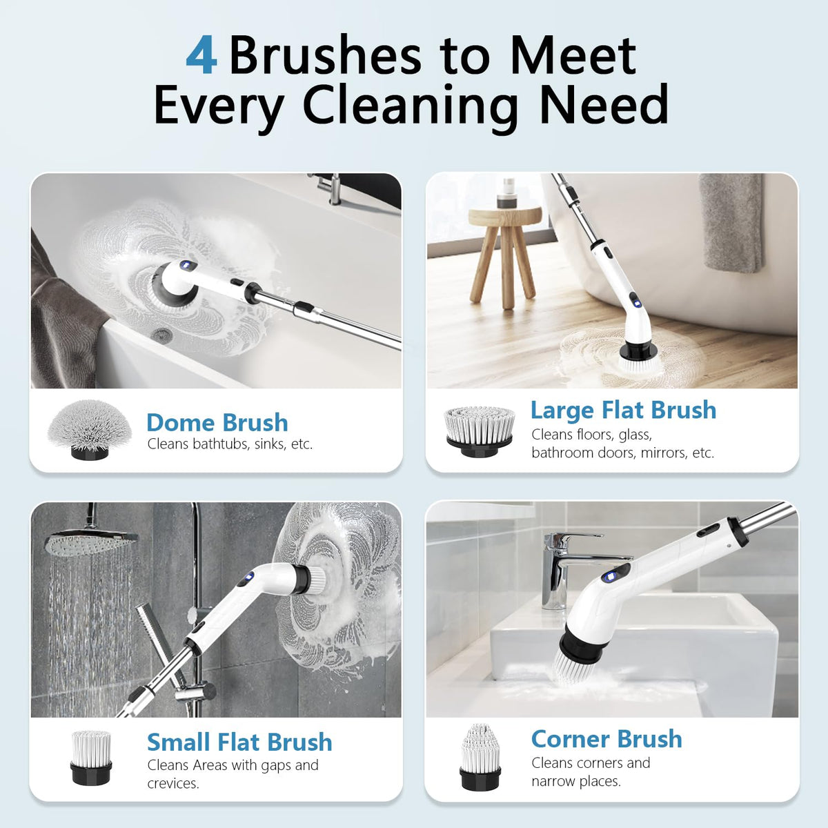 Cordless Telescopic Spin Scrubber — 9-in-1 Cleaning System