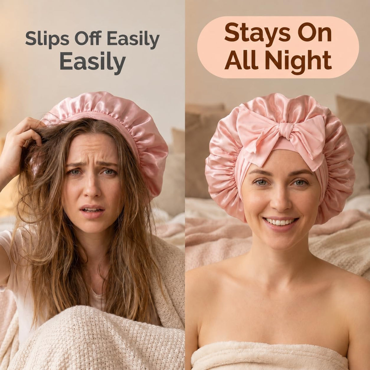 Adjustable Double-Layer Satin Sleep Bonnet