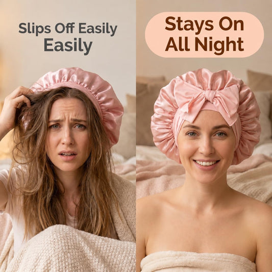 Adjustable Double-Layer Satin Sleep Bonnet
