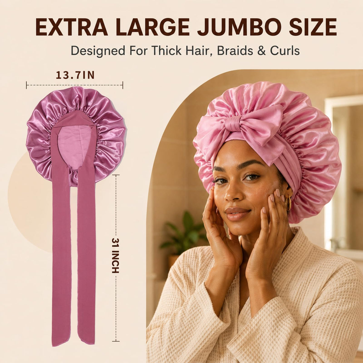 Adjustable Double-Layer Satin Sleep Bonnet