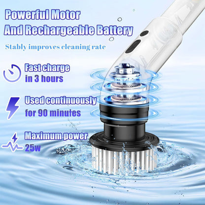 Cordless Telescopic Spin Scrubber — 9-in-1 Cleaning System