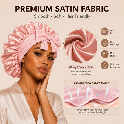 Adjustable Double-Layer Satin Sleep Bonnet