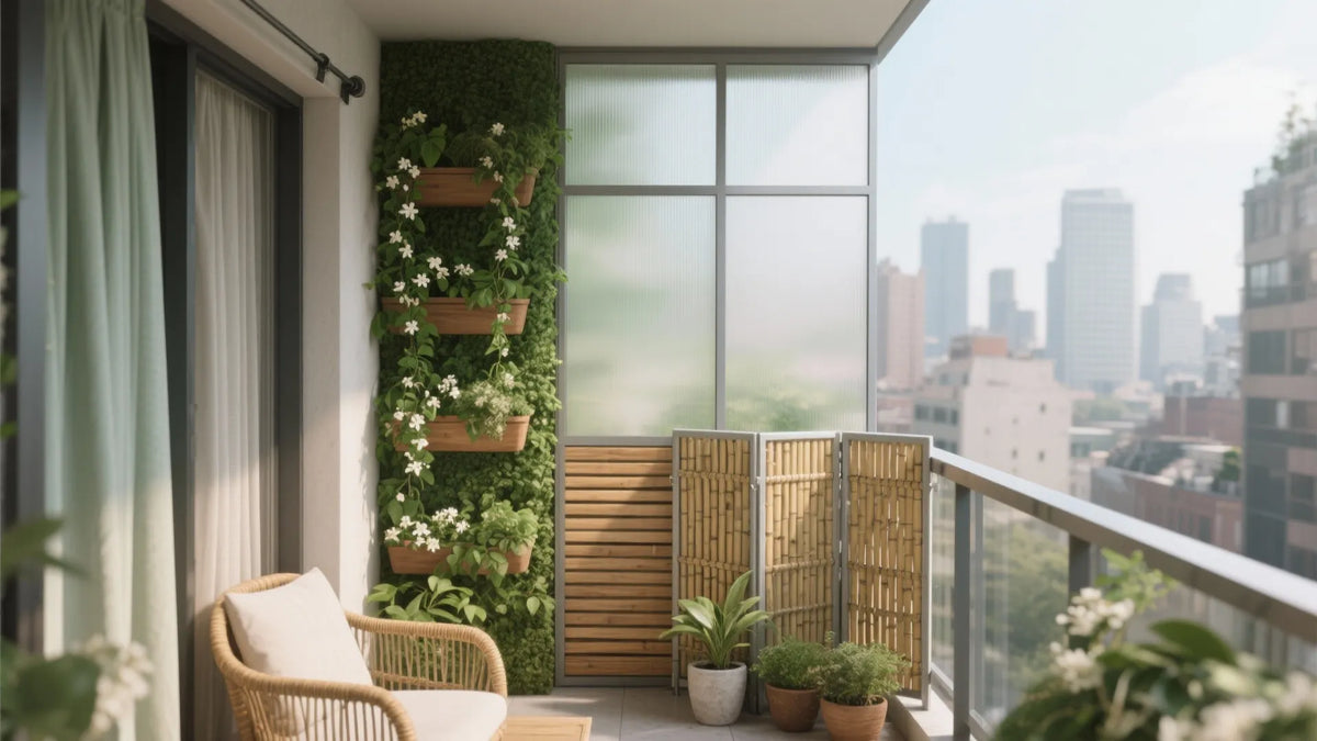 Balcon urbain lumineux en ete