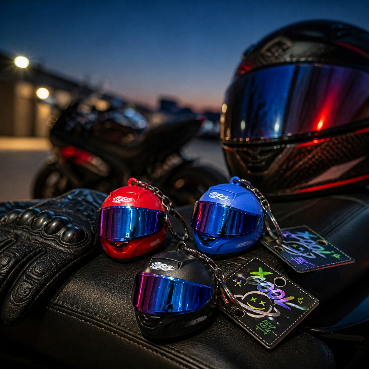 Light-Up Mini Helmet Keychain