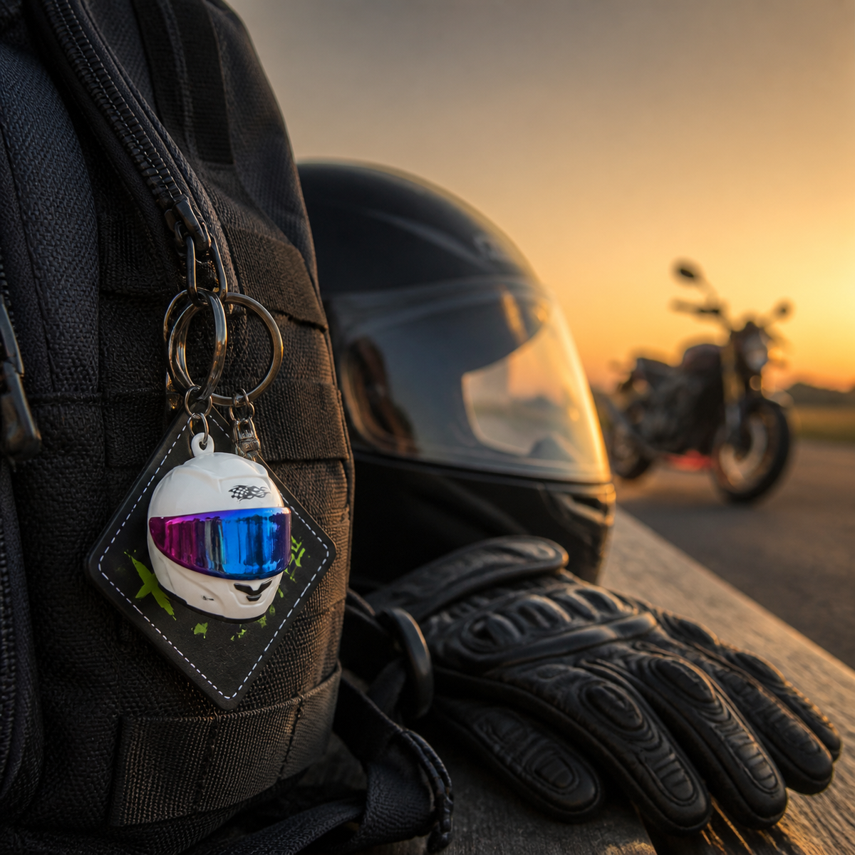 Light-Up Mini Helmet Keychain