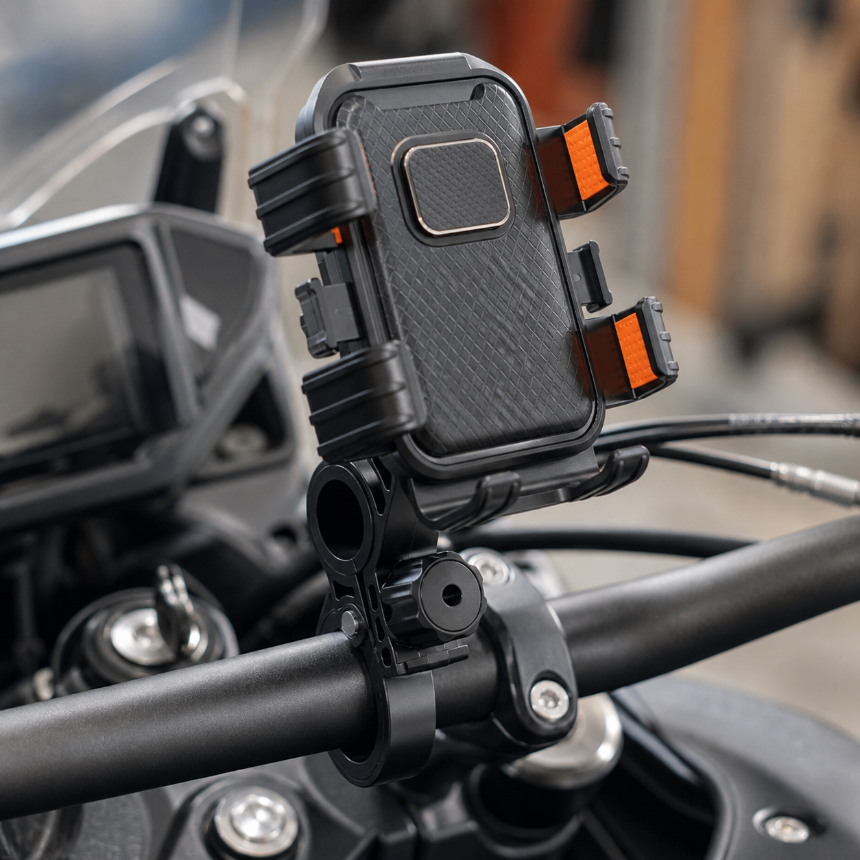 Motorcycle handlebar mount installation detail