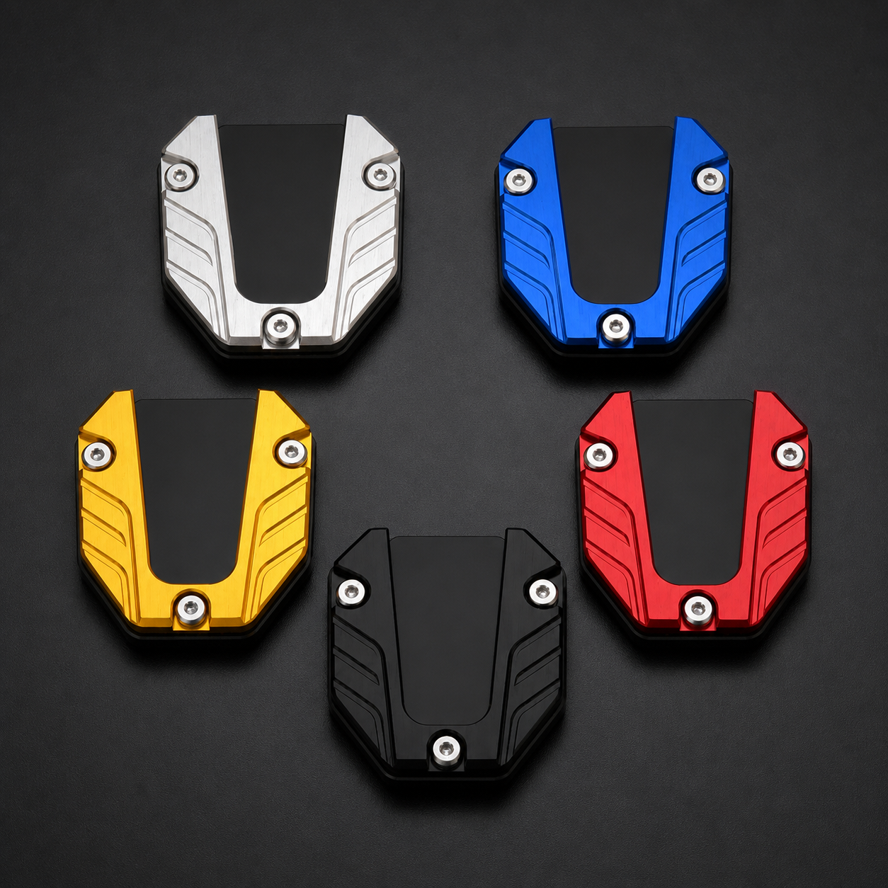 CNC motorcycle kickstand pad color options
