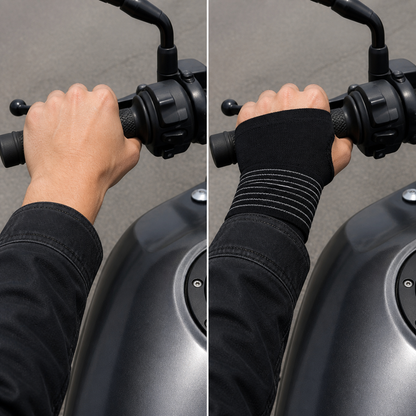 Bare hand and wrist wrap riding setup comparison