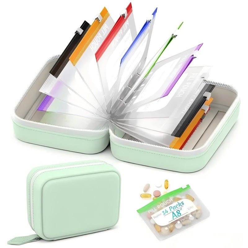 Mint-green zip case and removable pouch system