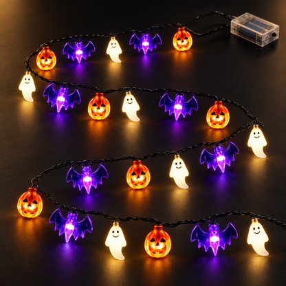 Six meter 40 LED pumpkin ghost bat string light product layout